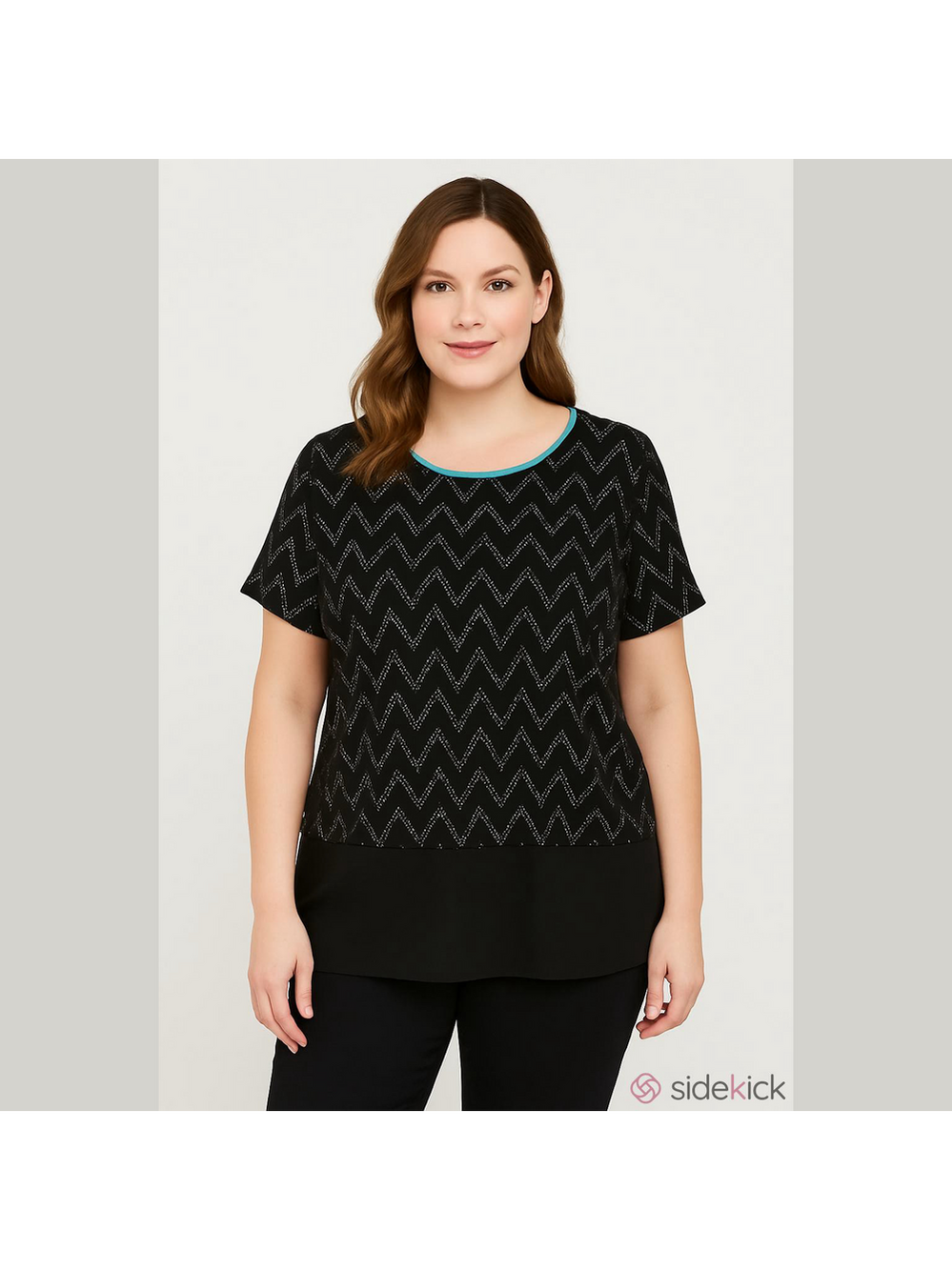 Cato Black and Silver Chevron Blouse